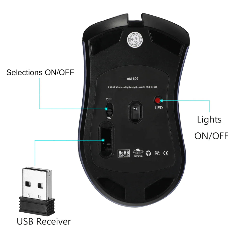 Cordless 7-Color LED Mouse