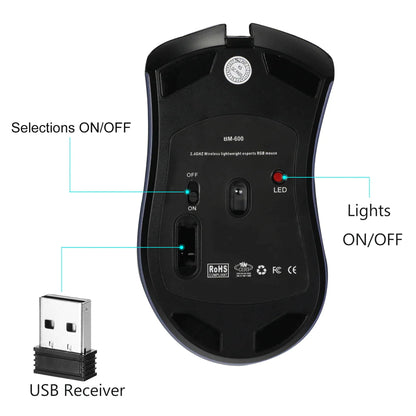 Cordless 7-Color LED Mouse